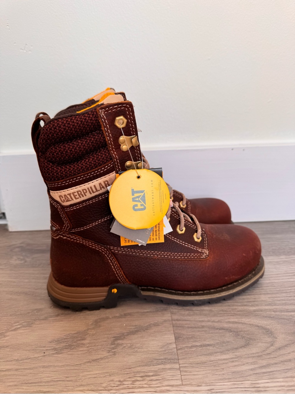 NEW CAT Brown Steel Toe Boots